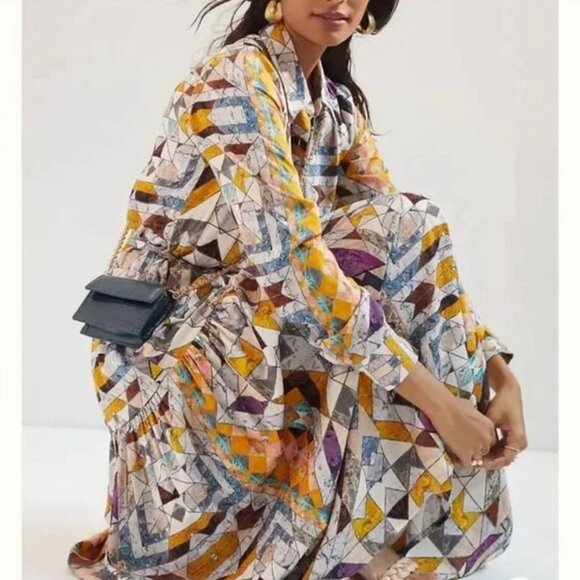 Anthropologie Multicolor Geometric Maxi Dress - Picture 3 of 5